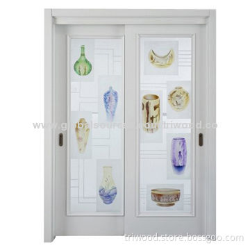 Wooden Sliding Door with Solid Hardwood Frame and Environment-friendly Paint